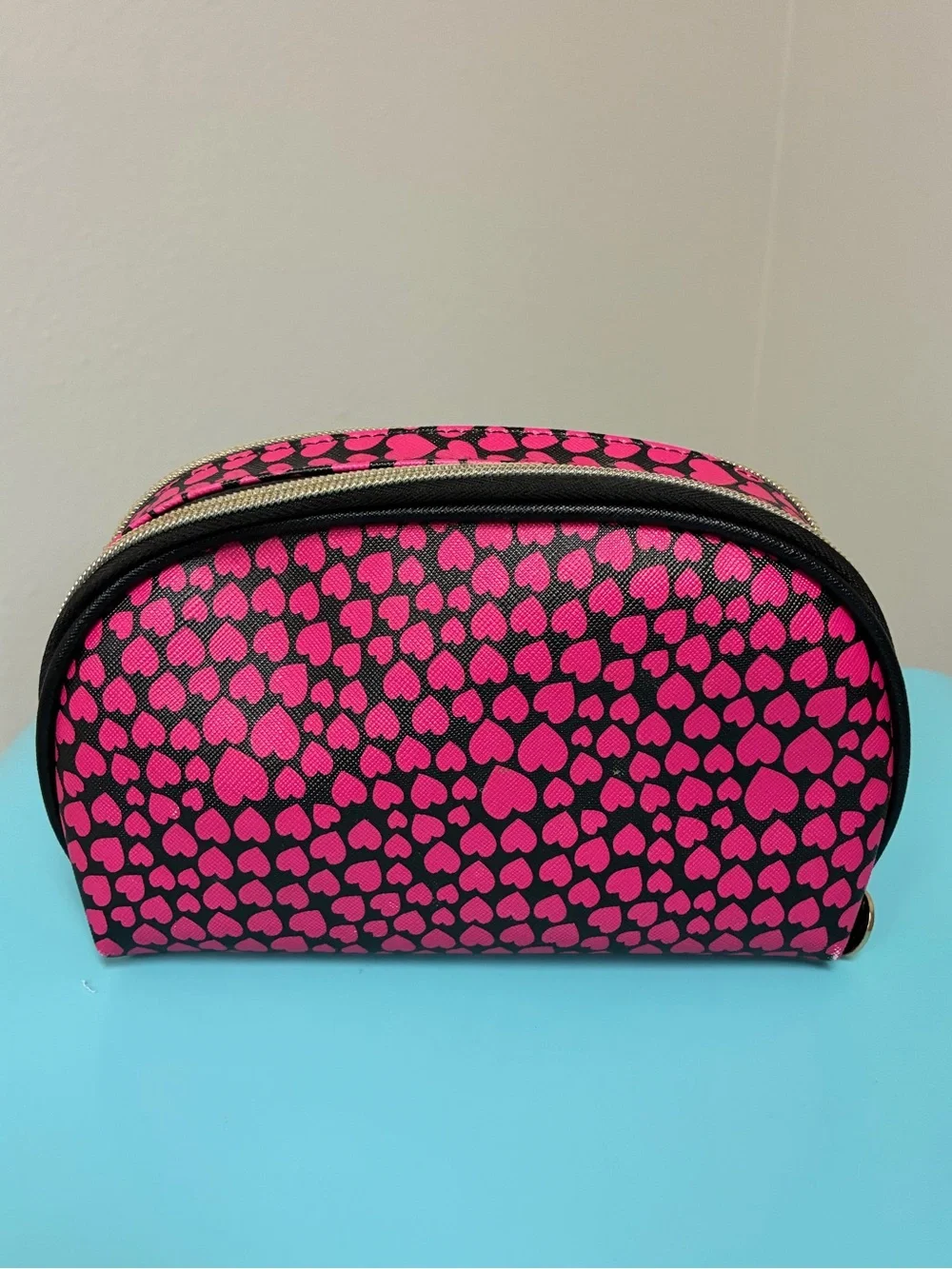 Dabney Lee Pink Heart Print Cosmetic Pouch